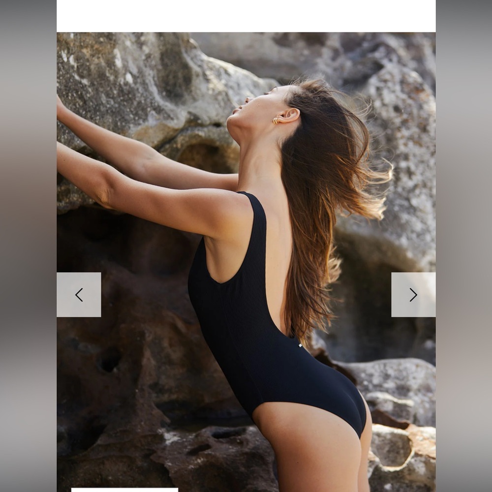 NWT Black Boat Collar One-Piece Swimsuit MEDIUM - Picture 3 of 12